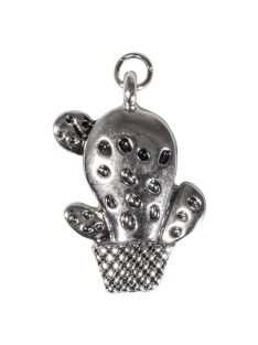 Fémfüggő kaktusz, ezüst, 28mm, befűzőlyuk 2mm 