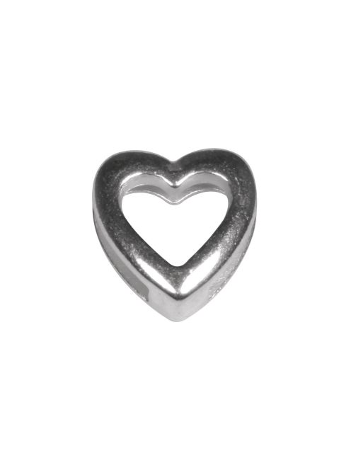 Fém díszelem: szív, ezüst, 1,3x1,4cm, lyuk 1cm széles