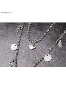 Mini fémfüggő madár, arany, 8x5mm, 6 db