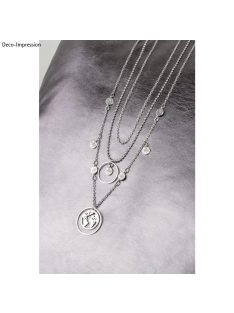   Mini fémfüggő érme, 7,3mm átm.,ezüst, két karikával, 4 db