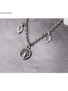 Mini fémfüggő életfa, 10mm átm.,ezüst, 3 db