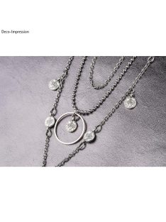   Mini fémfüggő érme, 7,3mm átm.,ezüst, egy karikával, 6 db