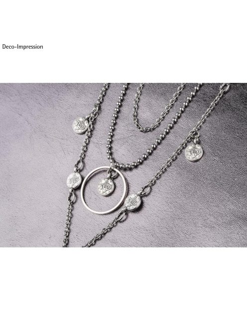 Mini fémfüggő érme, 7,3mm átm.,ezüst, egy karikával, 6 db