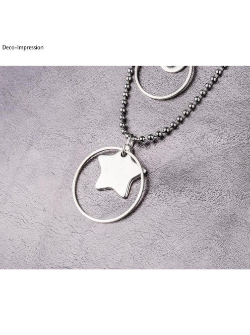 Fémfüggő csillag, ezüst, 19x9mm, 2 db