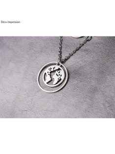 Fémfüggő világtérkép, 18mm átm.,arany, 2 db