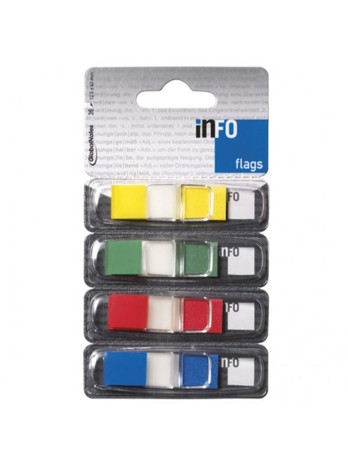 Jelölőcímke 12,5x43mm, 4x36lap, műanyag, Info Notes (4BBD) transzparens, 4 klf. szín