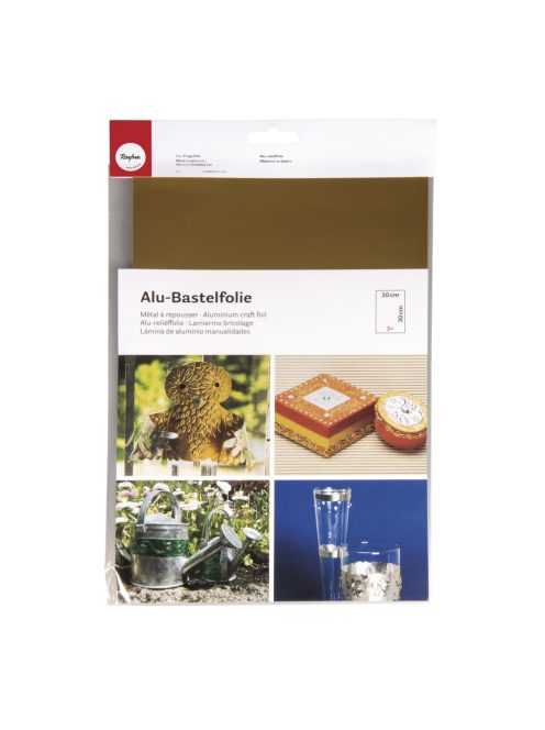 Alu-domborfólia, 20x30 cm, 0,15 mm vastag, arany, csom.3 db