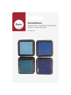   Mini-bélyegzőpárna készlet - Boys, 3x3cm, kék árnyalatok, 4 db