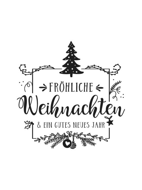 Bélyegző "Fröhliche Weihnachten", 7x7cm