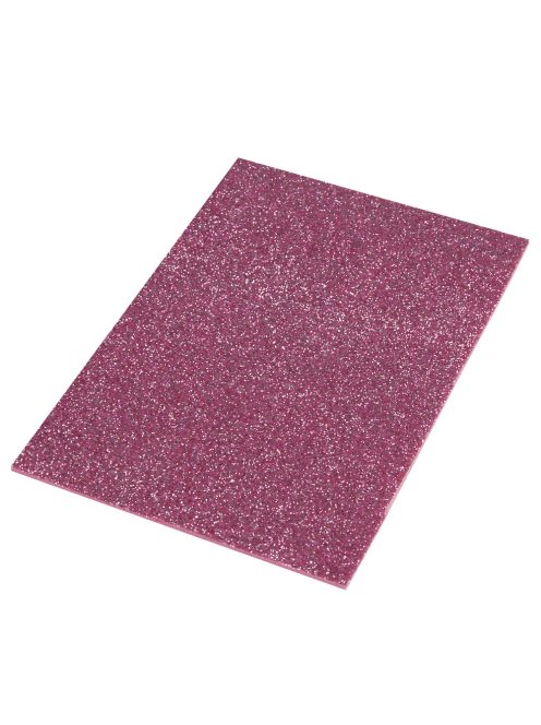 Csillámos dekorgumi lap, 2 mm, pink, 30x45 cm
