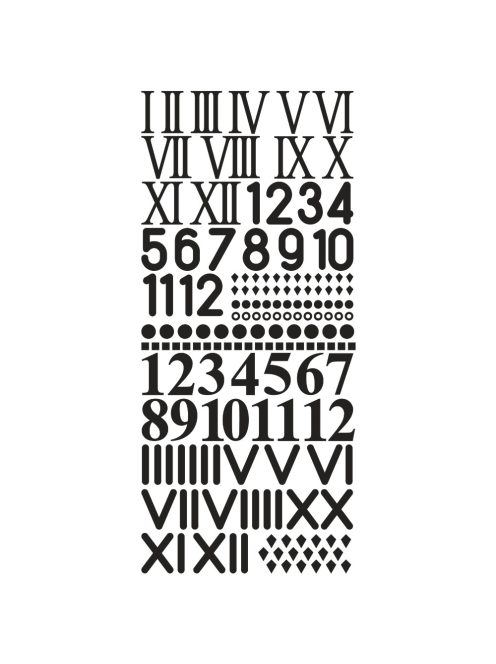 Kontúrmatrica: számok óralaphoz, fekete, 10x23 cm