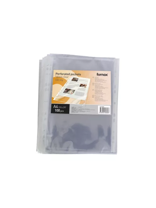 Genotherm lefűzhető A4, 100 micron, víztiszta Fornax 100 dbcsomag,