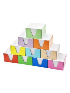   Kockatömb 9x9x6cm, színes karton doboz tartóban Bluering® fehér