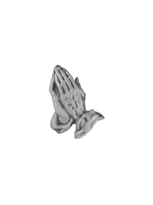 Viaszmotívum: imádkozó kezek, 5 cm, ezüst, csom. 1 db