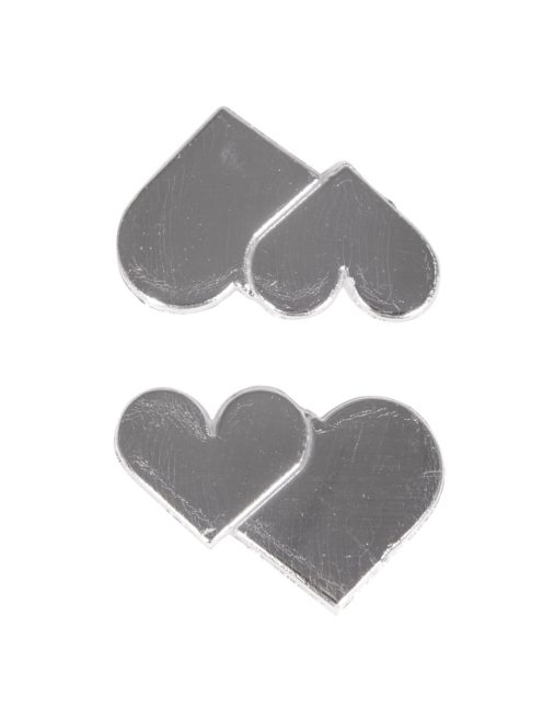 Viaszmotívum: két szív, ezüst, 3x2 cm, 2 db