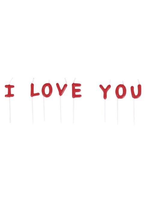 Gyertyák I LOVE YOU, klasszikus piros, 2x7,7cm, 8 betű