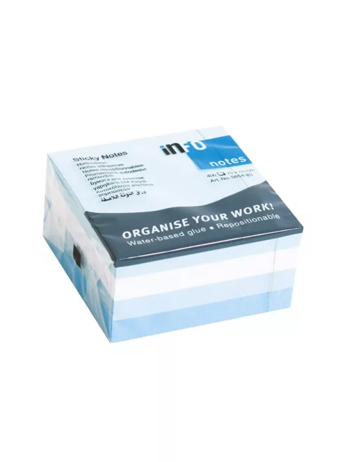 Jegyzettömb öntapadó, 75x75mm, 400lap, 5654-83 Info Notes pasztell kék árnyalatai