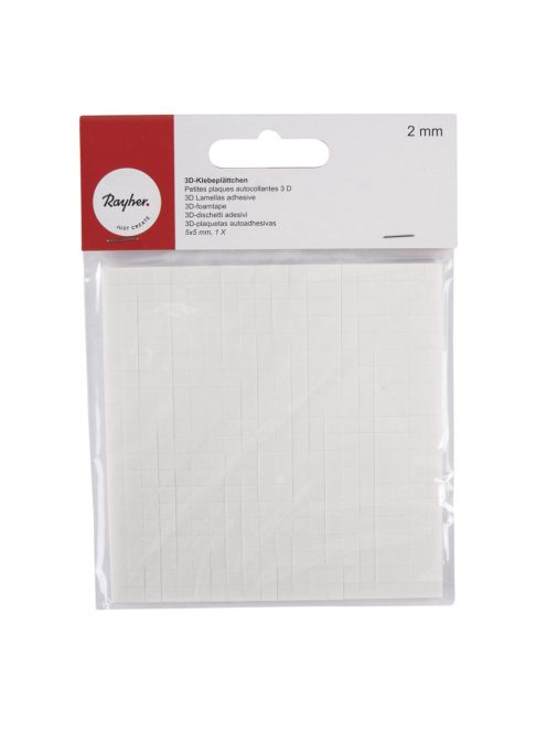 3D ragasztókocka, 5x5 mm, 10x10 cm, 2 mm vastag