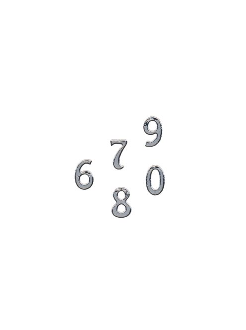 Matrica-felirat számok, 10 mm, ezüst, 10x24,5 cm