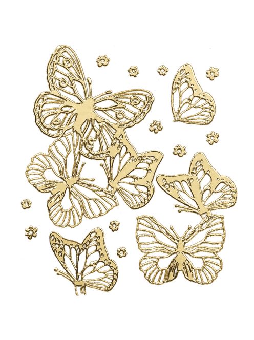 Matrica 3D Pillangó, arany, 10x24,5 cm