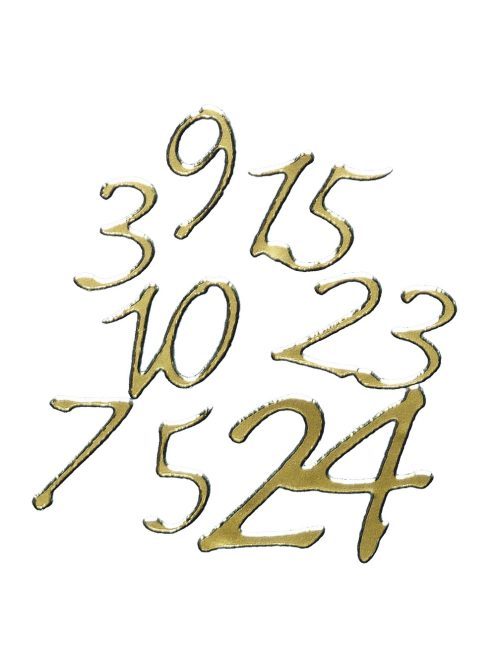 Matrica, számok adventi naptárhoz, arany, 10x24,5 cm