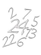 Matrica, számok adventi naptárhoz, ezüst, 10x24,5 cm