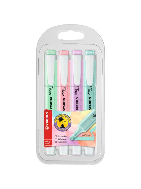 Szövegkiemelő 1-4mm, vágott hegy 4 db-os Stabilo Swing cool pastel 275/4