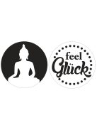 Beleönthető minta: Buddha, "feel Glück", 30mm, 2 db