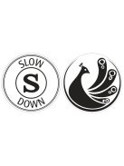 Beleönthető minta: "slow down", páva, 30mm, 2 db