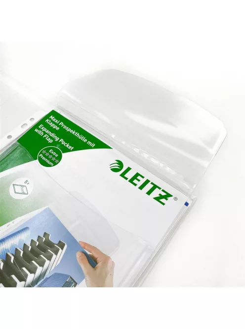 Genotherm lefűzhető, A4, 170 micron jumbo narancsos felül behajtható fülel Leitz 5 db/csom