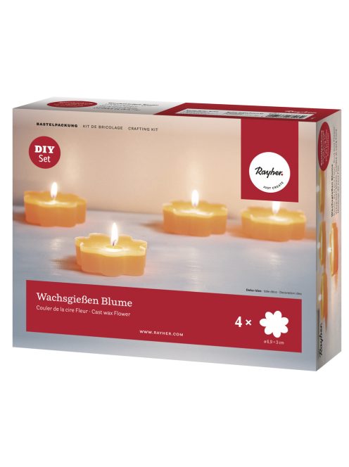 Barkácscsomag: gyertyaöntés, virág, 4 gyertyához