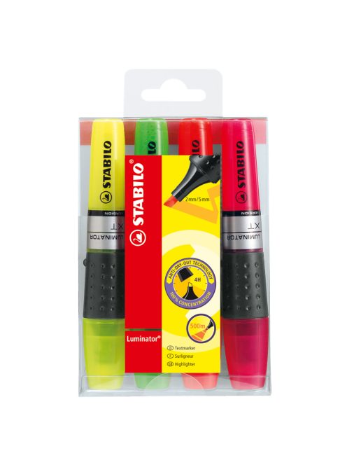 Szövegkiemelő készlet 2-5mm, vágott hegyű STABILO Luminator, 4 klf. szín