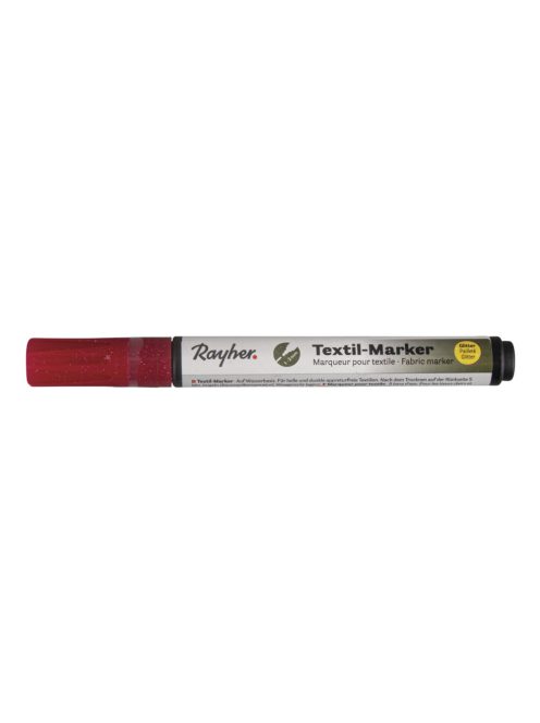 Textilfestő toll, csillámos, fedő, klasszikus piros, lekerekített hegy 1-2 mm, szelepes