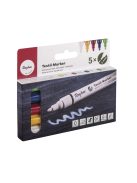 Textilfestő toll készlet, 2-4 mm-es hegy, szelepes, 5 db/csom.