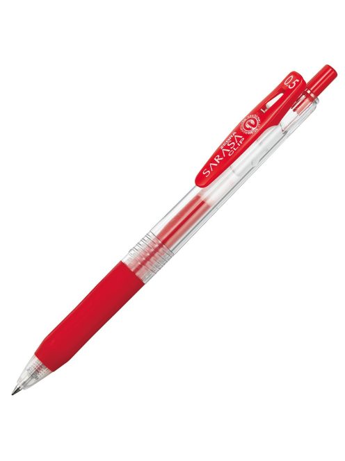 Zselés toll 0,5mm, piros test, Zebra Sarasa Clip, írásszín piros