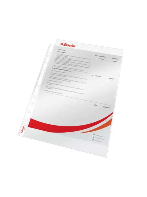 Genotherm lefűzhető A4, 75 micron víztiszta 56113 Esselte Luxus 100 db/csom