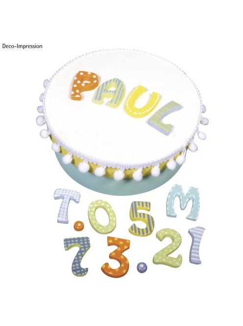 Öntőforma: betűk/számok, 37 motívum, ca.2-3cm, 23,2x18,3cm