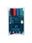 Tábla- és flipchart marker készlet 2-3mm, kerek végű Schneider Maxx 290, 4 klf. szín