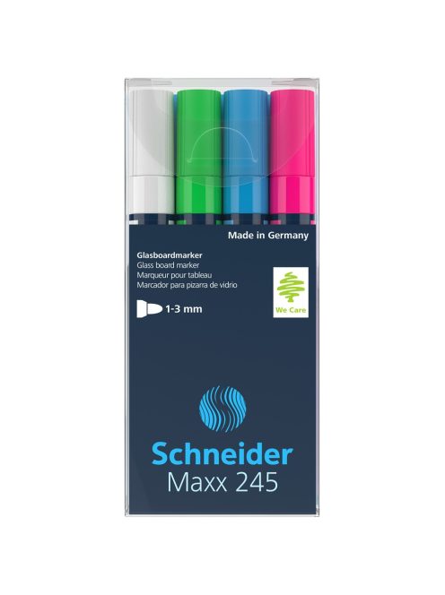 Üvegtábla marker 1-3mm, Schneider Maxx 245, 4 klf. szín
