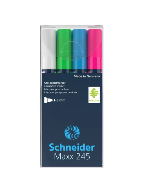 Üvegtábla marker 1-3mm, Schneider Maxx 245, 4 klf. szín