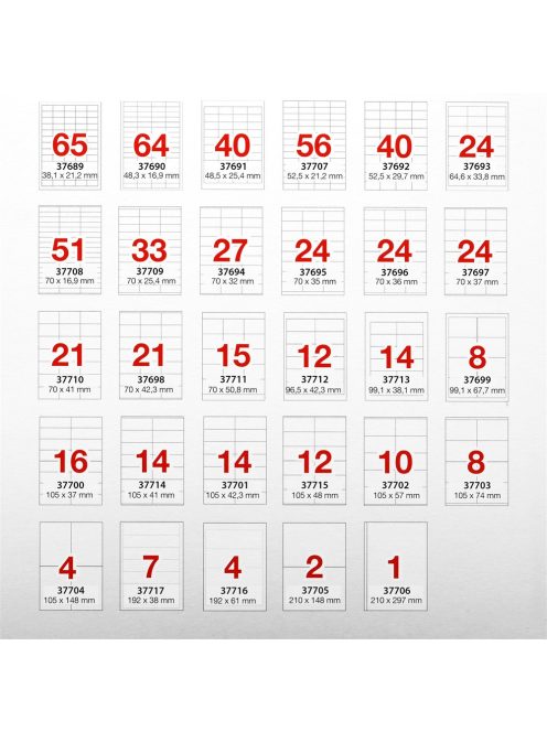 Etikett címke, 70x25,4mm, 100 lap, 33 címke/lap A-Series