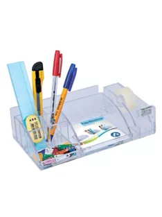   Írószertartó 8 rekeszes, 230x125x65mm, ragszalag tépővel műanyag, Bluering® víztiszta