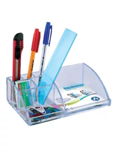   Írószertartó 7 rekeszes 180x110x55mm, műanyag, Bluering® víztiszta