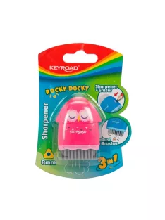   Hegyező 1 lyukú radírral és porkefével Keyroad Rocky Docky vegyes színek