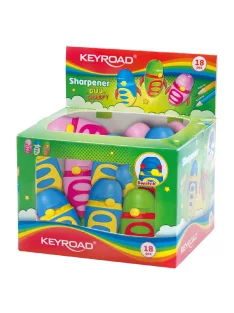   Hegyező 1 lyukú tartályos, fedeles, multifunkciós 18 db/display Keyroad Duo Sharpy vegyes színek