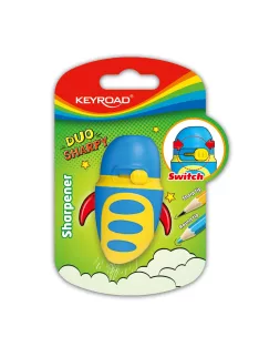   Hegyező 1 lyukú tartályos, fedeles, multifunkciós Keyroad Duo Sharpy vegyes színek