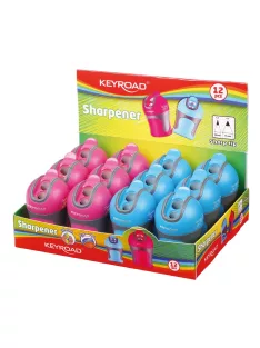   Hegyező 2 lyukú tartályos, fedeles 12 db/display Keyroad Colour Special vegyes színek