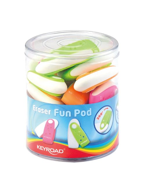 Radír, PVC mentes 24 db/display Keyroad Fun Pod vegyes színek