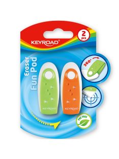   Radír, PVC mentes 2 db/bliszter Keyroad Fun Pod vegyes színek