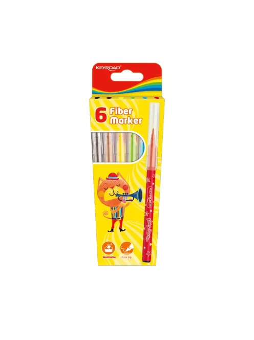 Rostirón, filctoll készlet 2 mm 6 db/bliszter Keyroad vegyes színek